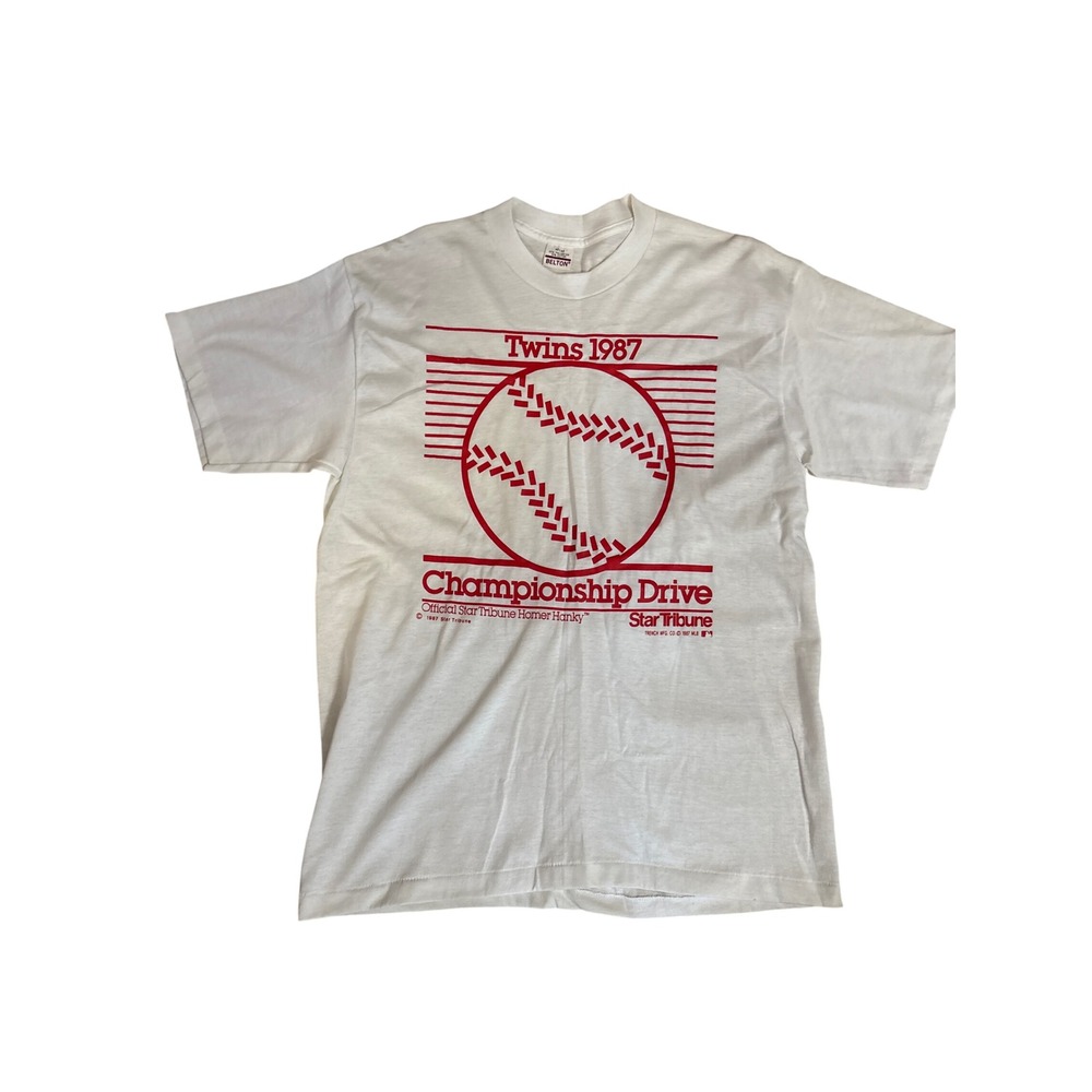 Vintage 1987 Minnesota Twins World Series Championship T-Shirt Belton White L